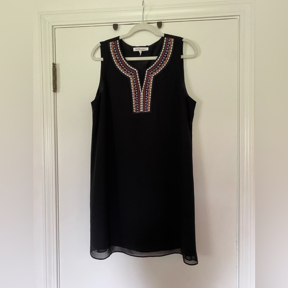 BCBG Embellished Black Sleeveless Dress
